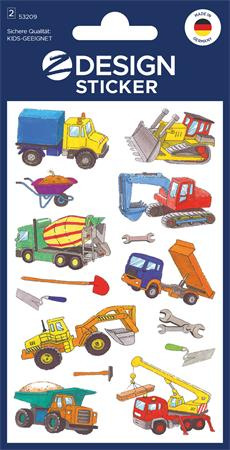 Nálepky, papier, 2 hárky 76x120 mm, AVERY ZWECKFORM, "Z-Design No.53209", pracovné stroje 1