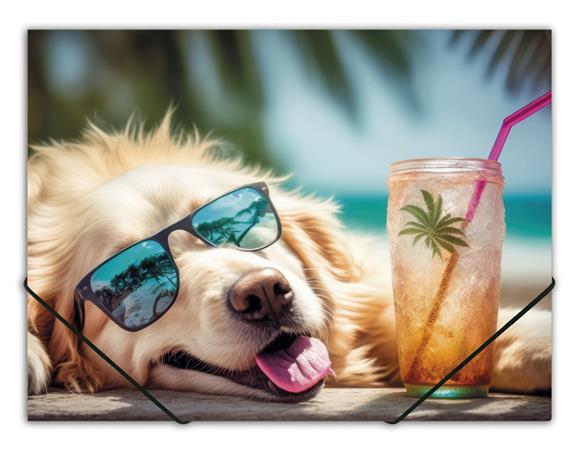 Doska s gumičkou, 15 mm, PP, A4, PANTA PLAST, "Chillout dog" 1