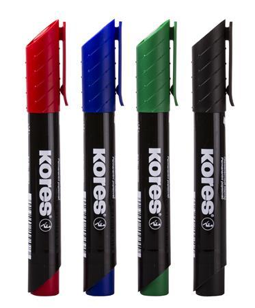 Permanentný popisovač, sada, 3-5 mm, kužeľový hrot, KORES "K-Marker", 4 rôzne farby 2