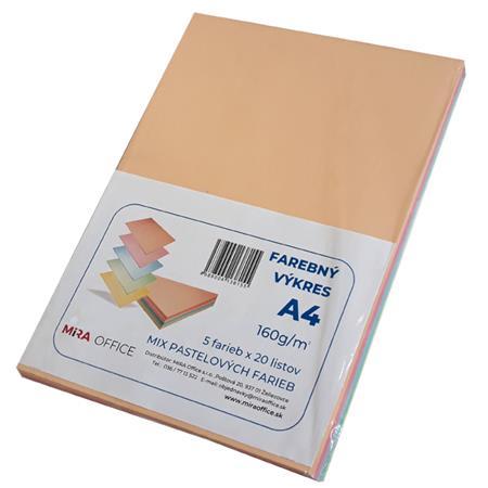 . Farebný výkres, A4, 160 g, 5 rôznych pastelových farieb