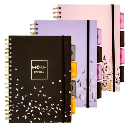 Špirálový zošit, B5, linajkový, 100 listový, PUKKA PAD "Rochelle & Jess Project Book", mix 1