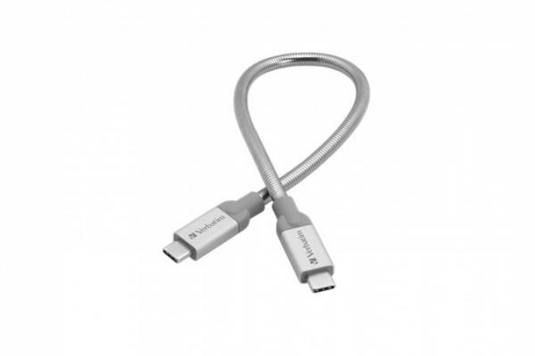USB kábel, USB-C 3.1 - USB-C , 30 cm, VERBATIM, strieborná 3