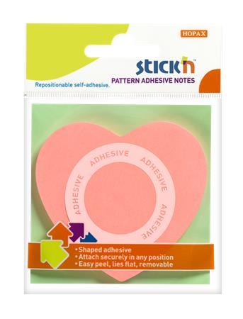 Samolepiaci poznámkový blok, srdce, 70x70 mm, 50 listov, STICK N, ružová 1