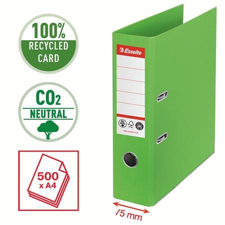 Pákový šanón, 75mm, A4, Co2 neutrálny, s ochrannou lištou, ESSELTE "No.1", zelená