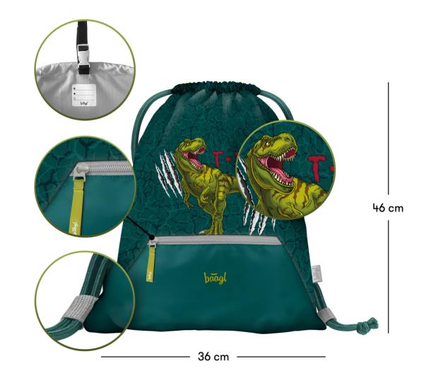 BAAGL SET 5 Airy T-REX: batoh, peračník, vrecko, peňaženka, box na desiatu 13