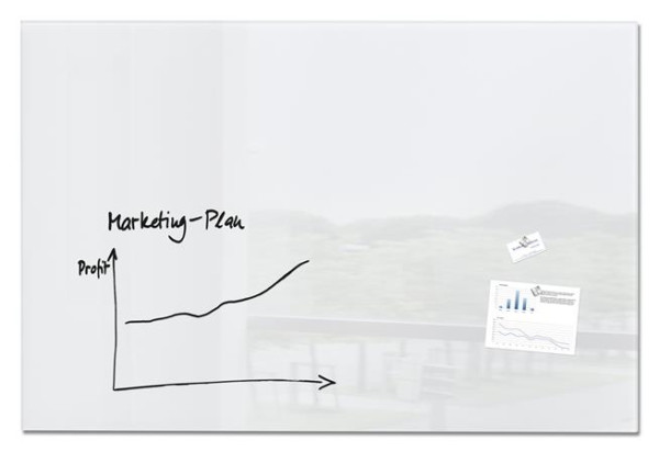 Magnetická sklenená tabuľa, 150x100 cm, SIGEL " Artverum®", biela