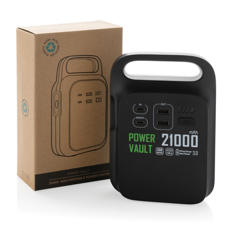 Prenosná nabíjacia stanica Power Vault 21000mAh z RCS RPET čierna 10