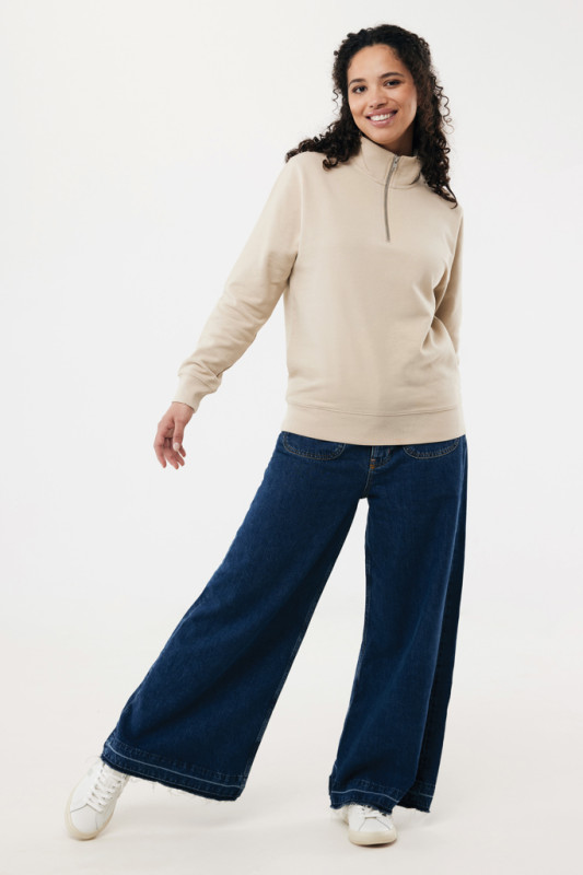 IQONIQ Elgon sveter s krátkym zipsom z recyklovanej bavlny desert S 4