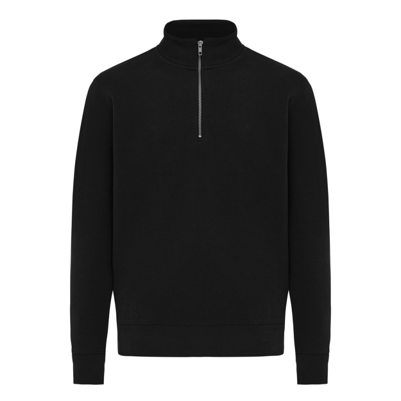 IQONIQ Elgon sveter s krátkym zipsom z recyklovanej bavlny čierna S 1