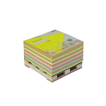 Samolepiaci poznámkový blok, 76x76 mm, 400 listov, mini paleta, STICK N "Kraft Cube", mix 1