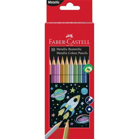 Farebné ceruzky, sada, šesťhranné, FABER-CASTELL, 10 rôznych metalických farieb 1