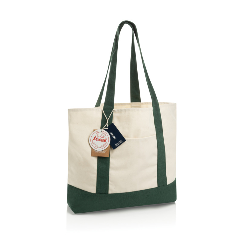 SHOP LOCAL AWARE™ taška z recyklovanej bavlny, 350 GSM zelená 1
