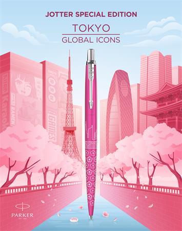 Guľôčkové pero, 0,7 mm, strieborný klip, vzorované telo, PARKER, "Royal Jotter Tokyo", mod 1