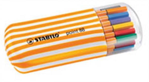Liner, sada, 0,4 mm, STABILO "Point 88 Zebrui", 20 rôznych farieb 1