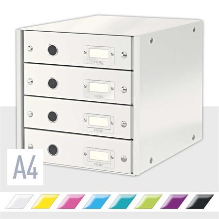 Zásuvkový box, polaminovaný kartón, 4 zásuvky, LEITZ "Click&Store", biela 2