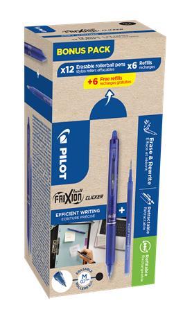 Roller, 0,35 mm, zmazateľný, stláčací mechanizmus, PILOT "Frixion Clicker, Bonus Pack", mo 1