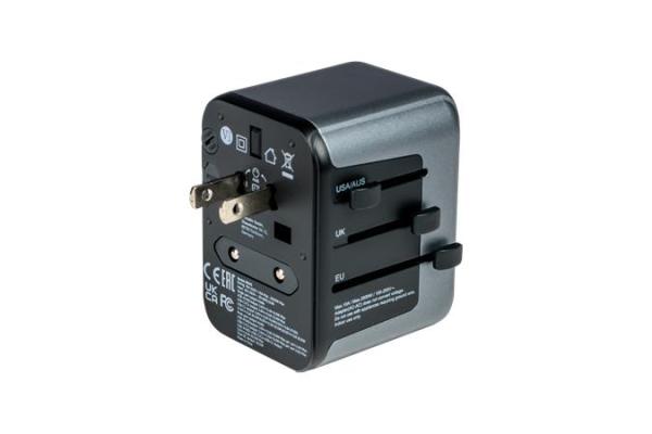 Cestovný adaptér, univerzálny, USB-A(QC 3.0)/USB-C(PD30W)2xUSB, VERBATIM "UTA-03" 2