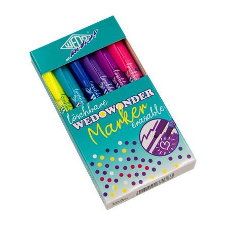 Popisovače, sada, 2-3 mm, zmazateľné, obojstranné, WEDO, "Wedowonder", 6 rôznych farieb 1