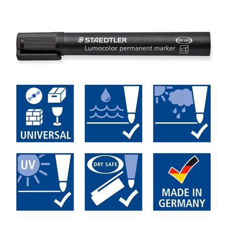 Permanentný popisovač, sada, 2 mm, kužeľový hrot, STAEDTLER "Lumocolor® 352", 6 rôznych fa 4