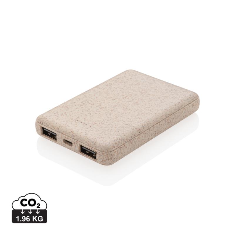 Vrecková powerbanka 5 000 mAh z pšeničnej slamy khaki
