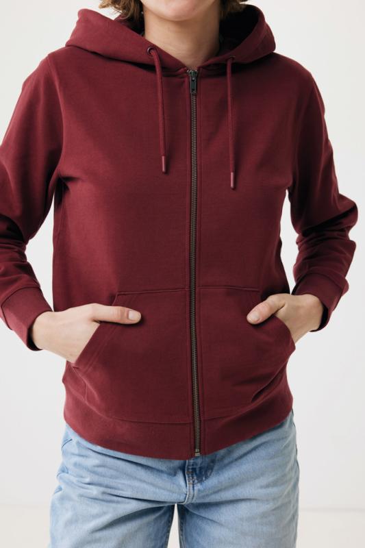 Mikina na zips s kapucňou IQONIQ Abisko z recykl. bavlny vínovo červená XXS 14