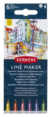 Liner, sada, 0,3 mm, DERWENT "Line Marker", 6 rôznych farieb 1