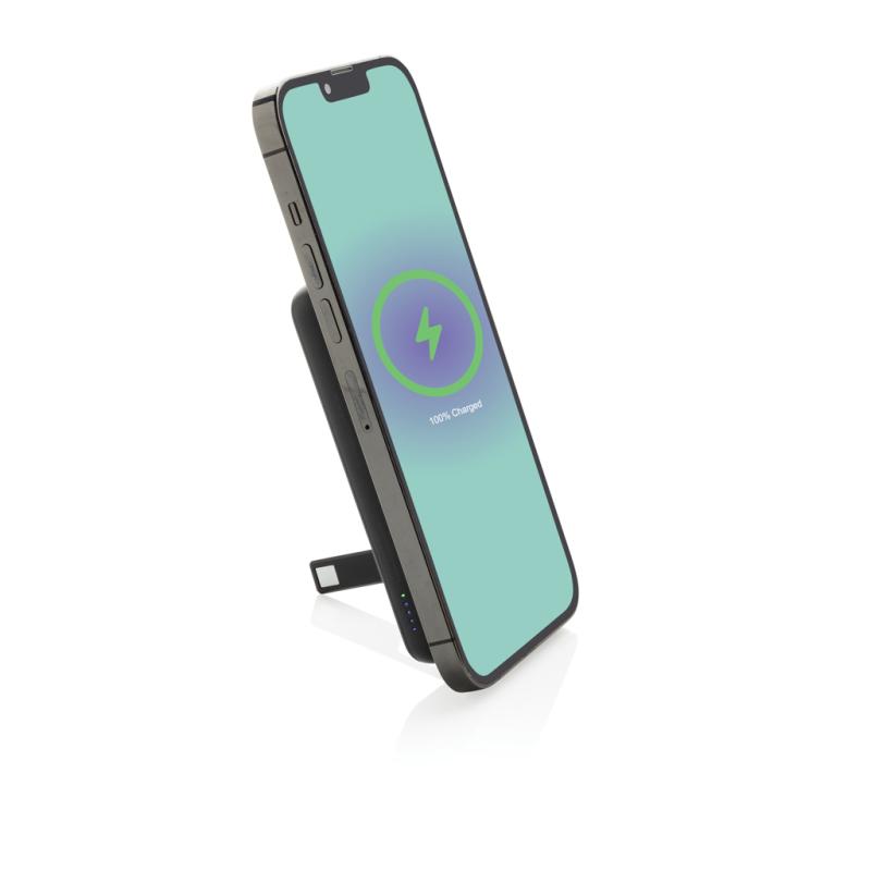 Magnetická powerbanka Zen 5000mAh 5W z RCS plastu a bambusu čierna 5