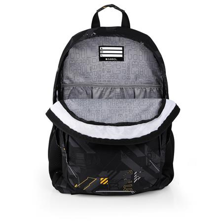 Školská taška, so zipsom, GABOL "Byte", čierna, geometrický vzor 4