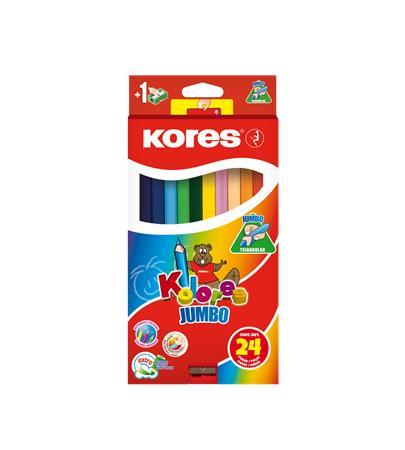 Farebné ceruzky, sada, trojhranné, hrubé, KORES "Kolores Jumbo", 24 rôznych farieb 1