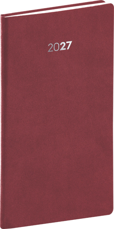 NOTIQUE Vreckový diár Balakon 2027, bordový, 9 x 15,5 cm