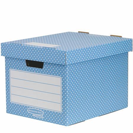 Úložný box, kartónový, 33,3x28,5x39 cm FELLOWES, "Style", modrá-biela 1