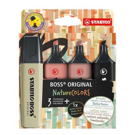 Zvýrazňovač, 2-5 mm, STABILO "BOSS original NatureColors", 4 rôzne farby 1