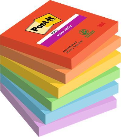 Samolepiaci bloček, 76x76 mm, 6x90 listov, 3M POSTIT "Super Sticky Playful", mix farieb 1