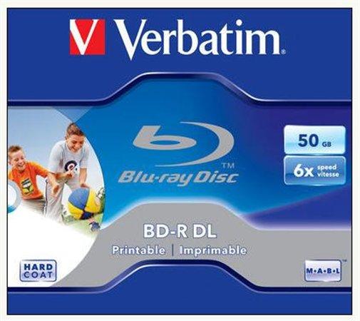BD-R Blu-Ray disk, dvojvrstvový, potlačiteľný, 50GB, 6x, 1 ks, klasický obal, VERBATIM 1