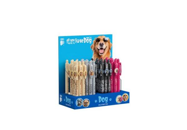 Guľôčkové pero, displej, 0,8 mm, stláčací mechanizmus, telo pera: psík, ICO "Dog", modrá 1