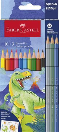 Farebné ceruzky, sada, šesťhranné, FABER-CASTELL"Dinoszaurusz" 10+3 rôznych farieb 1