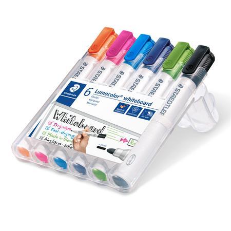 Popisovač na tabule, sada, 2mm, kužeľovitý, STAEDTLER "Lumocolor 351", 6 rôznych farieb 2