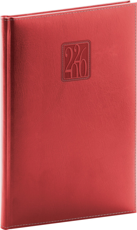 NOTIQUE Týždenný diár Panama 2026, červený, 15 x 21 cm