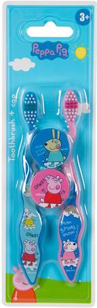 . Zubná kefka, pre deti, mäkká, 2 ks, s krytkou, 3+, "Peppa Pig" 1