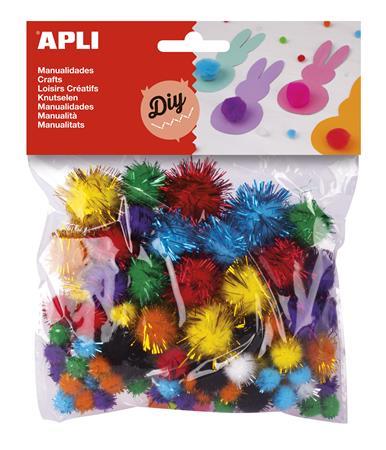 Pompom, lesklý, APLI "Creative", mix farieb 1