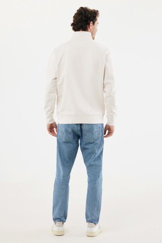 IQONIQ Elgon sveter s krátkym zipsom z recyklovanej bavlny ivory white XS 7