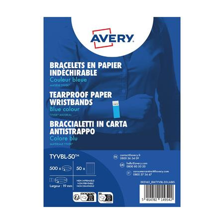 Identifikačný náramok, odolný proti roztrhnutiu,, 265x19 mm, AVERY ZWECKFORM "Tyvek", modr 1
