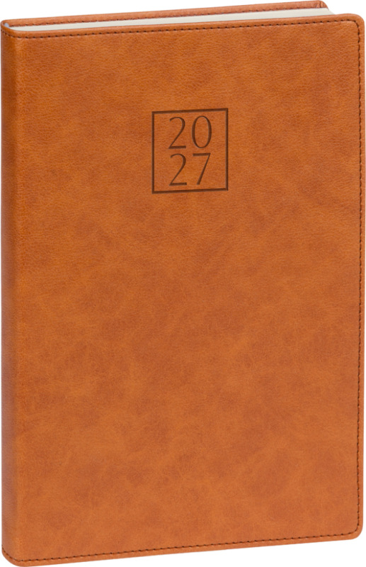 NOTIQUE Denný diár Prestigio 2027, hnedý, 15 x 21 cm