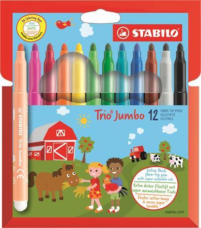 Fixky, sada, 3 mm, STABILO "Trio Jumbo", 12 rôznych farieb 1