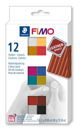 Modelovacia hmota, sada, 12x25 g, na vypálenie, FIMO "Leather Effect", 12 rôznych farieb 1