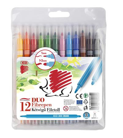 Popisovač, 1 mm, ICO "300 DUO", 12 rôznych farieb 5