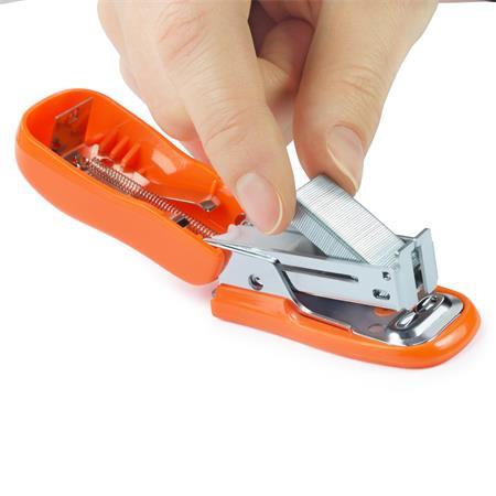 Zošívačka, 24/6, 26/6, 12 listov, plastová, RAPESCO "Bug Mini", oranžová 4