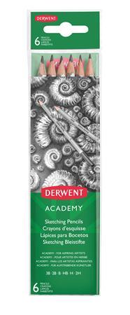 Grafitová ceruzka, sada, šesťhranná, DERWENT "Academy", 6 rôznych tuhostí 1