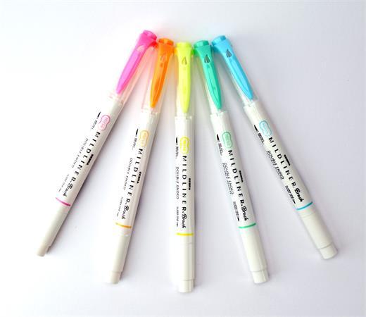 Fixky, sada, obojstranné, ZEBRA "Mildliner Fluorescent", 5 farieb 3