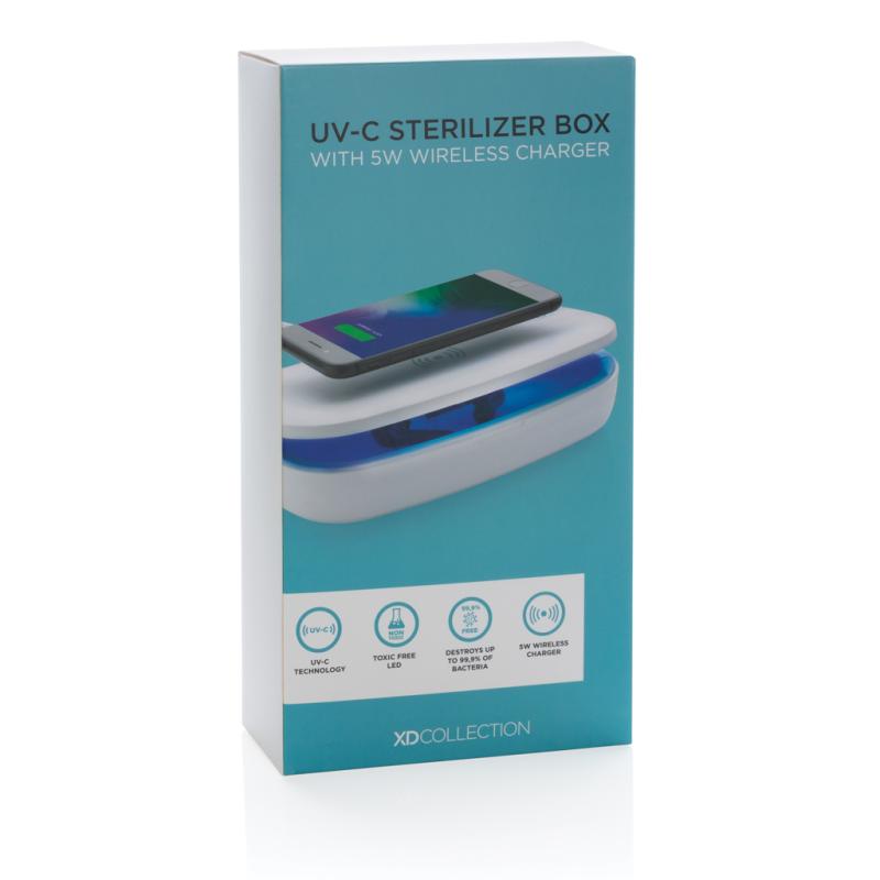 UV-C sterilizačný box s bezdrôtovým nabíjaním 5W biela 19